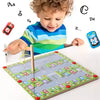 DoolhofLetterRacers Interactieve Auto Puzzel | Alfabet Leren met Doolhof & Parkeerplaatsen | Hardhouten Montessori Speelgoed | 3+ | Vrolijkspelen
